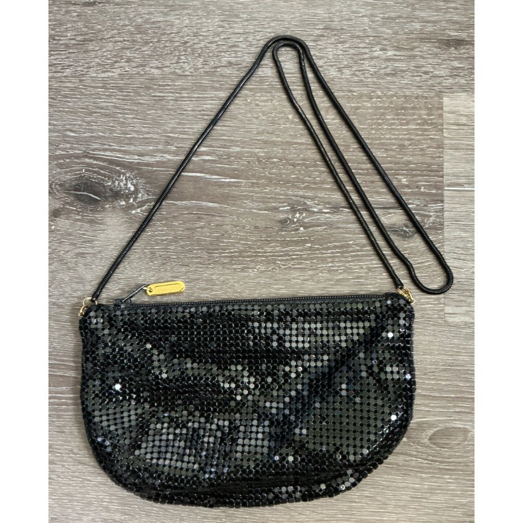 Andre Cellini Black Metal Mesh Vintage Crossbody Bag